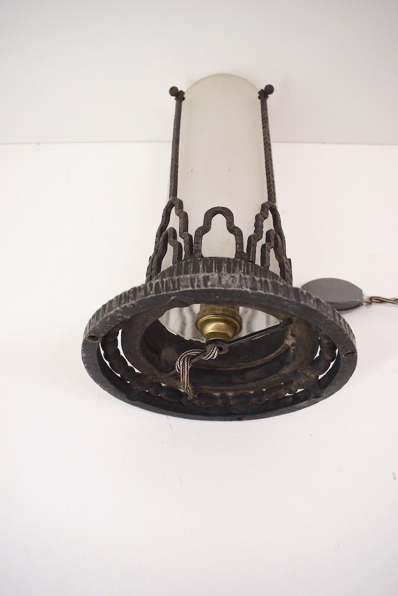 Art Deco Lighting Fixture Table Lamp And Ceiling Light Wrought Iron Circa 1925 1930 Ref1050-photo-8