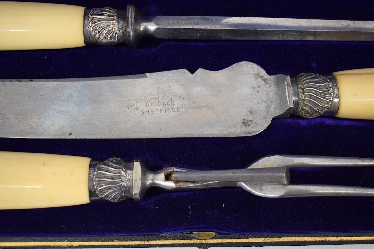 Alexander Clark & Co Three Piece English Silver & Metal Serving Cutlery Ref1052-photo-3