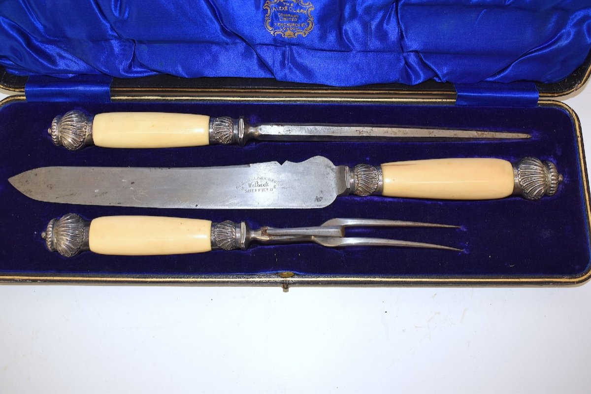 Alexander Clark & Co Three Piece English Silver & Metal Serving Cutlery Ref1052-photo-4