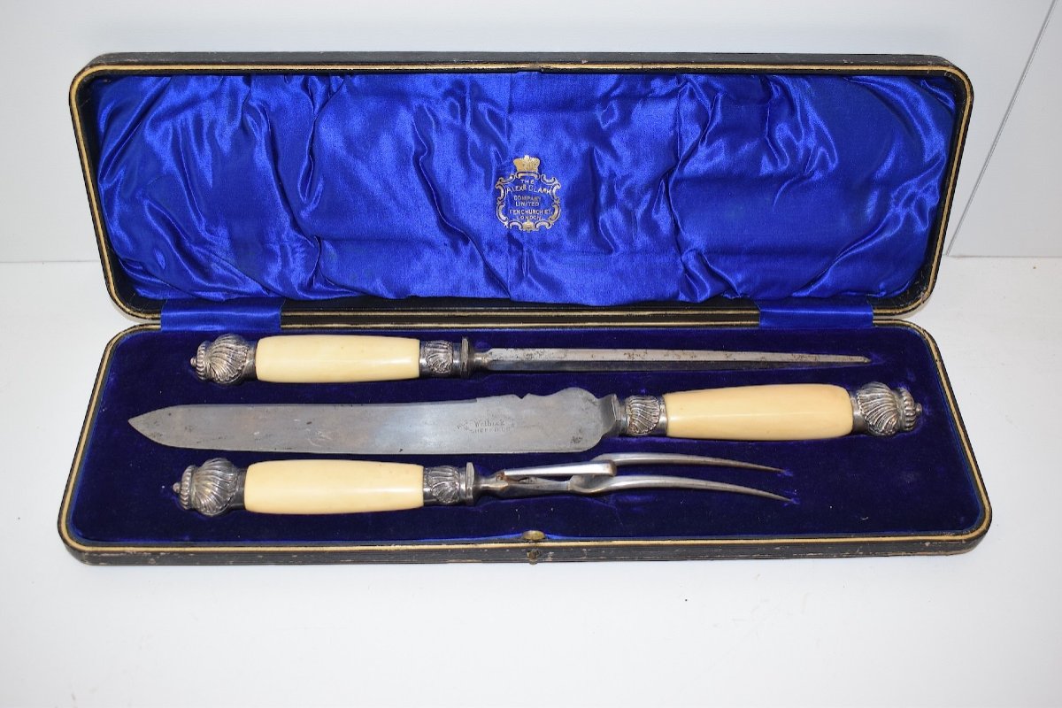 Alexander Clark & Co Three Piece English Silver & Metal Serving Cutlery Ref1052-photo-8