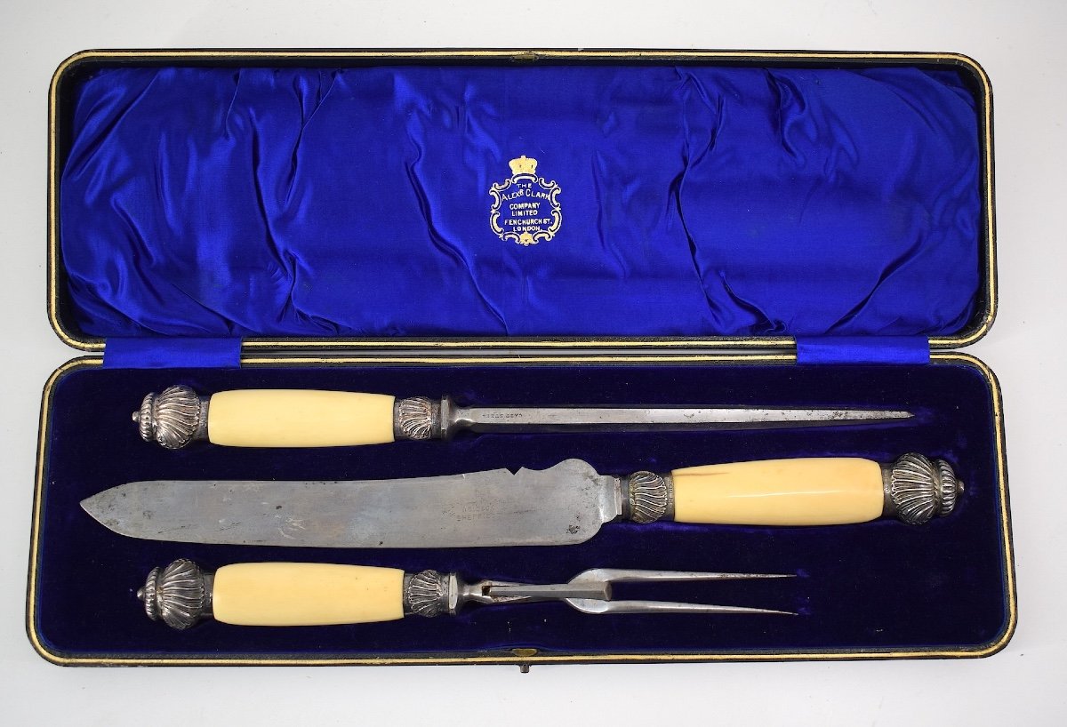 Alexander Clark & Co Three Piece English Silver & Metal Serving Cutlery Ref1052