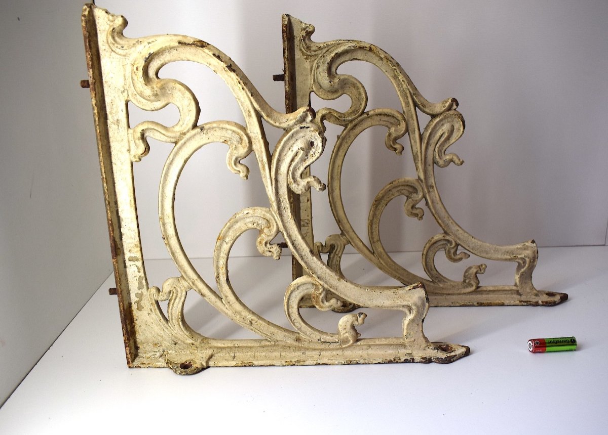 Pair Of Art Nouveau Shelf Brackets 1900 Cast Iron Hector Guimard Style Ref1057-photo-2