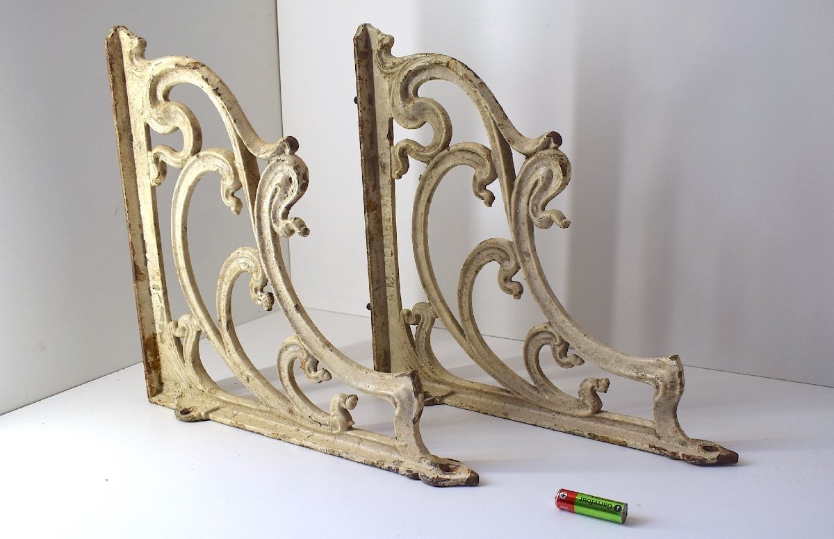 Pair Of Art Nouveau Shelf Brackets 1900 Cast Iron Hector Guimard Style Ref1057-photo-3