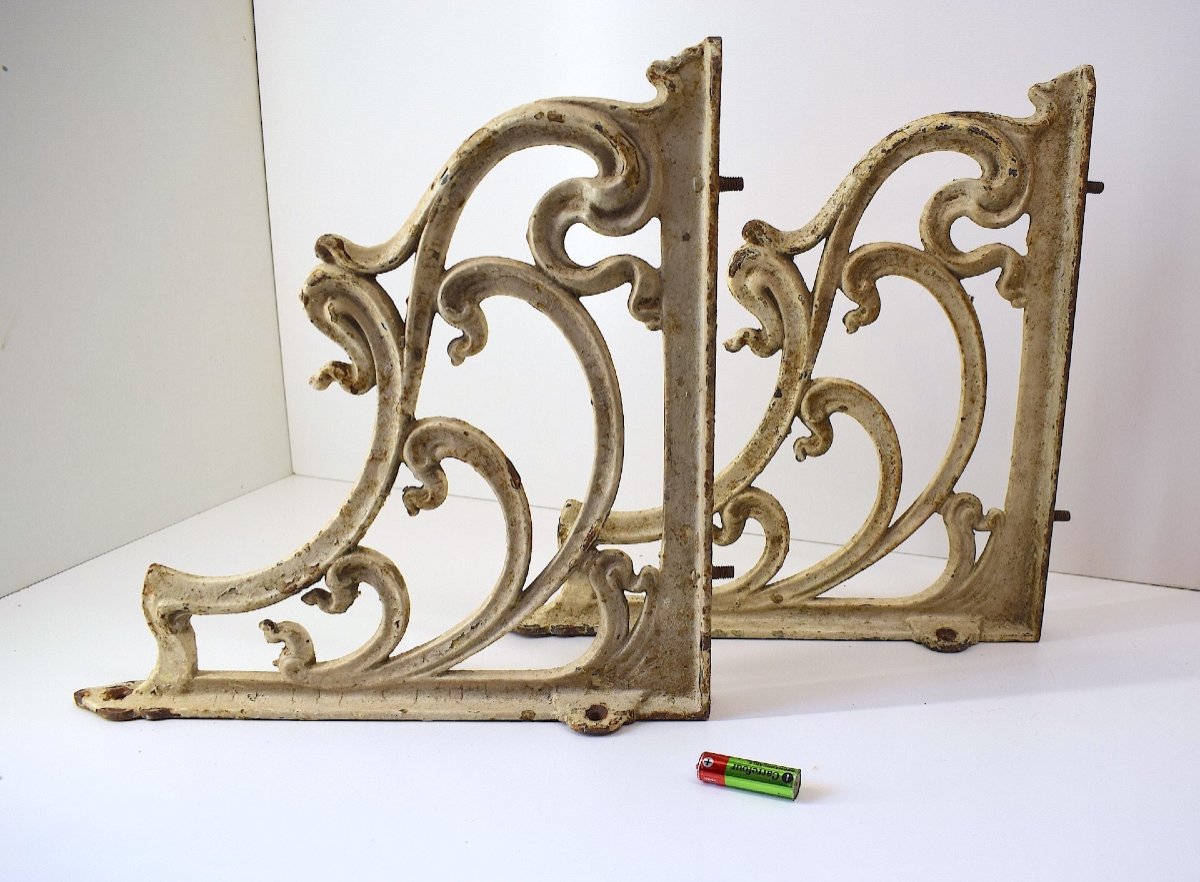 Pair Of Art Nouveau Shelf Brackets 1900 Cast Iron Hector Guimard Style Ref1057-photo-4