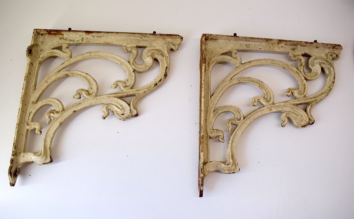 Pair Of Art Nouveau Shelf Brackets 1900 Cast Iron Hector Guimard Style Ref1057-photo-7