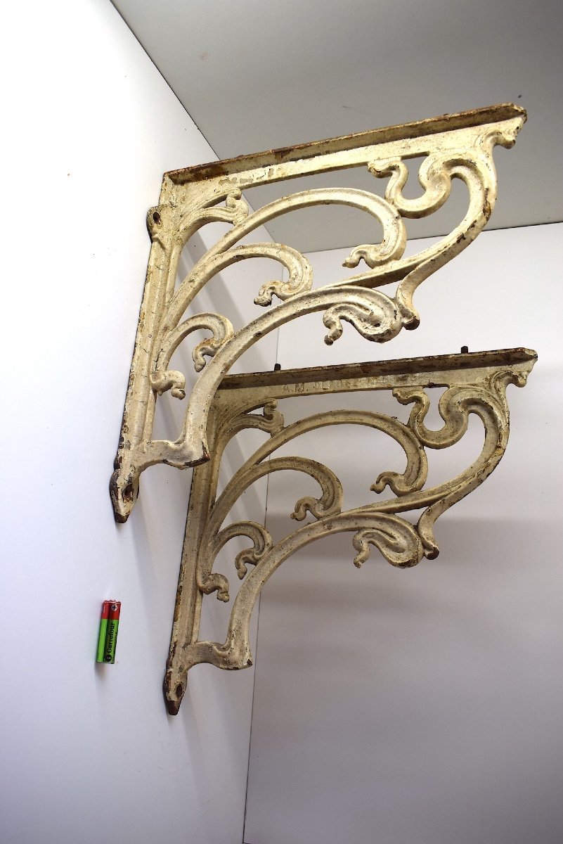 Pair Of Art Nouveau Shelf Brackets 1900 Cast Iron Hector Guimard Style Ref1057