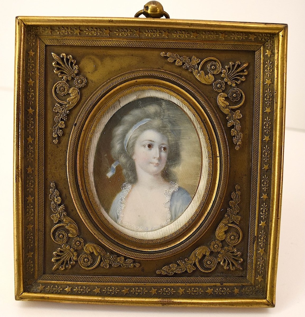 Miniature: Gilt Bronze Frame And Portrait Of A Young Woman, Empire Period Ref1058-photo-2