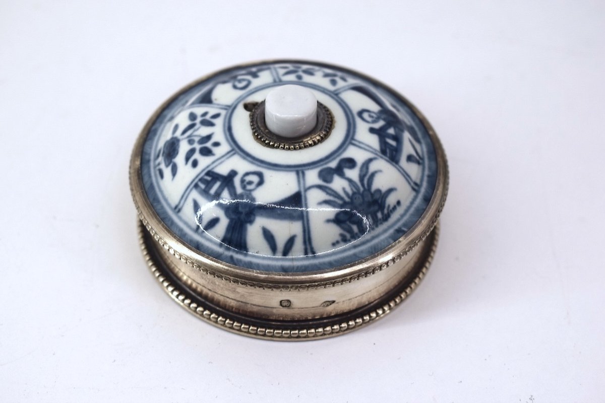 Goldsmith Georges Falkenberg Solid Silver And Chinese Porcelain Doorbell Button Ref1063-photo-2