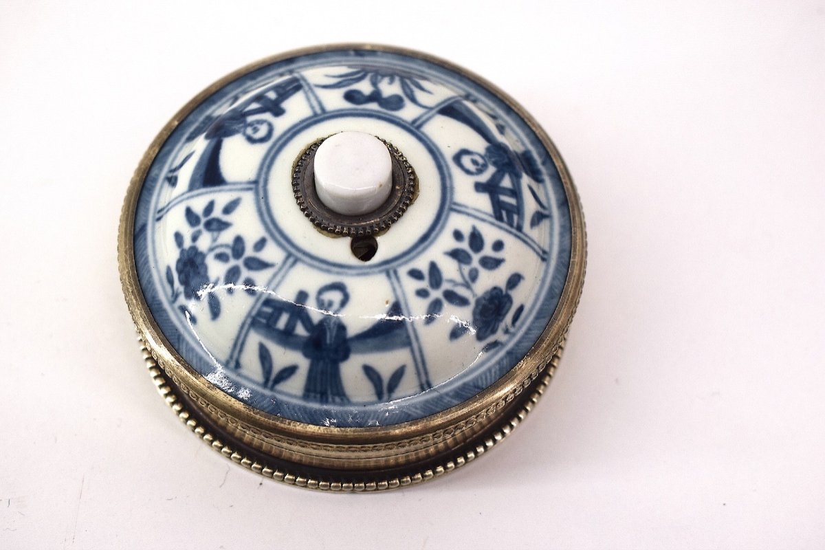 Goldsmith Georges Falkenberg Solid Silver And Chinese Porcelain Doorbell Button Ref1063-photo-5