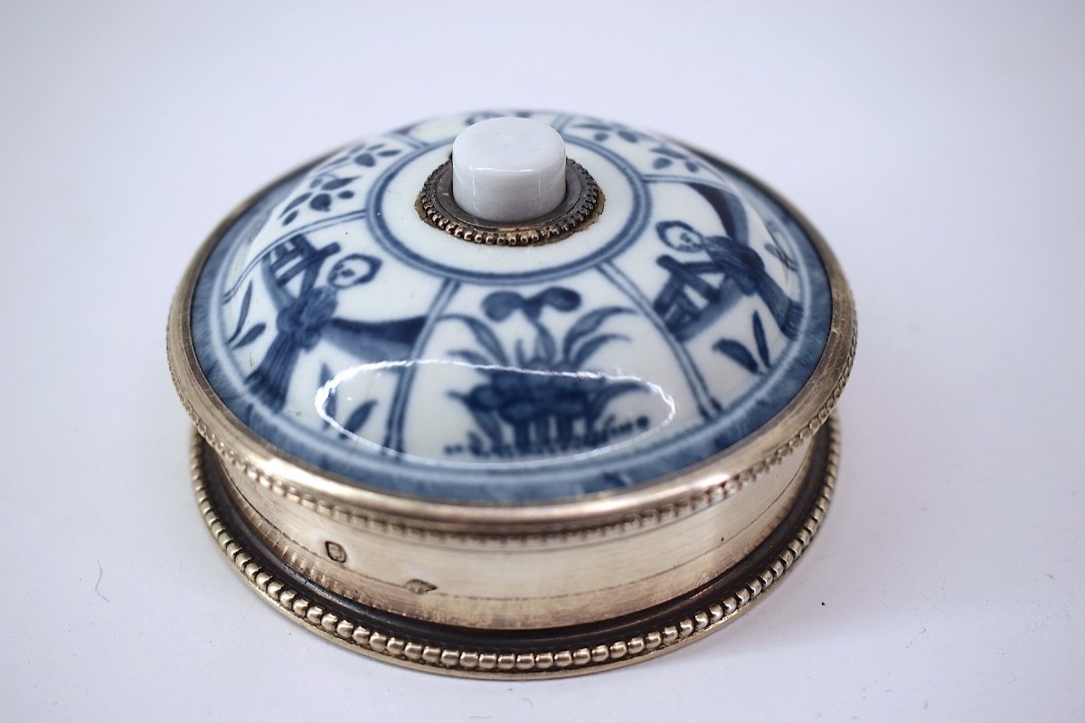 Goldsmith Georges Falkenberg Solid Silver And Chinese Porcelain Doorbell Button Ref1063-photo-1