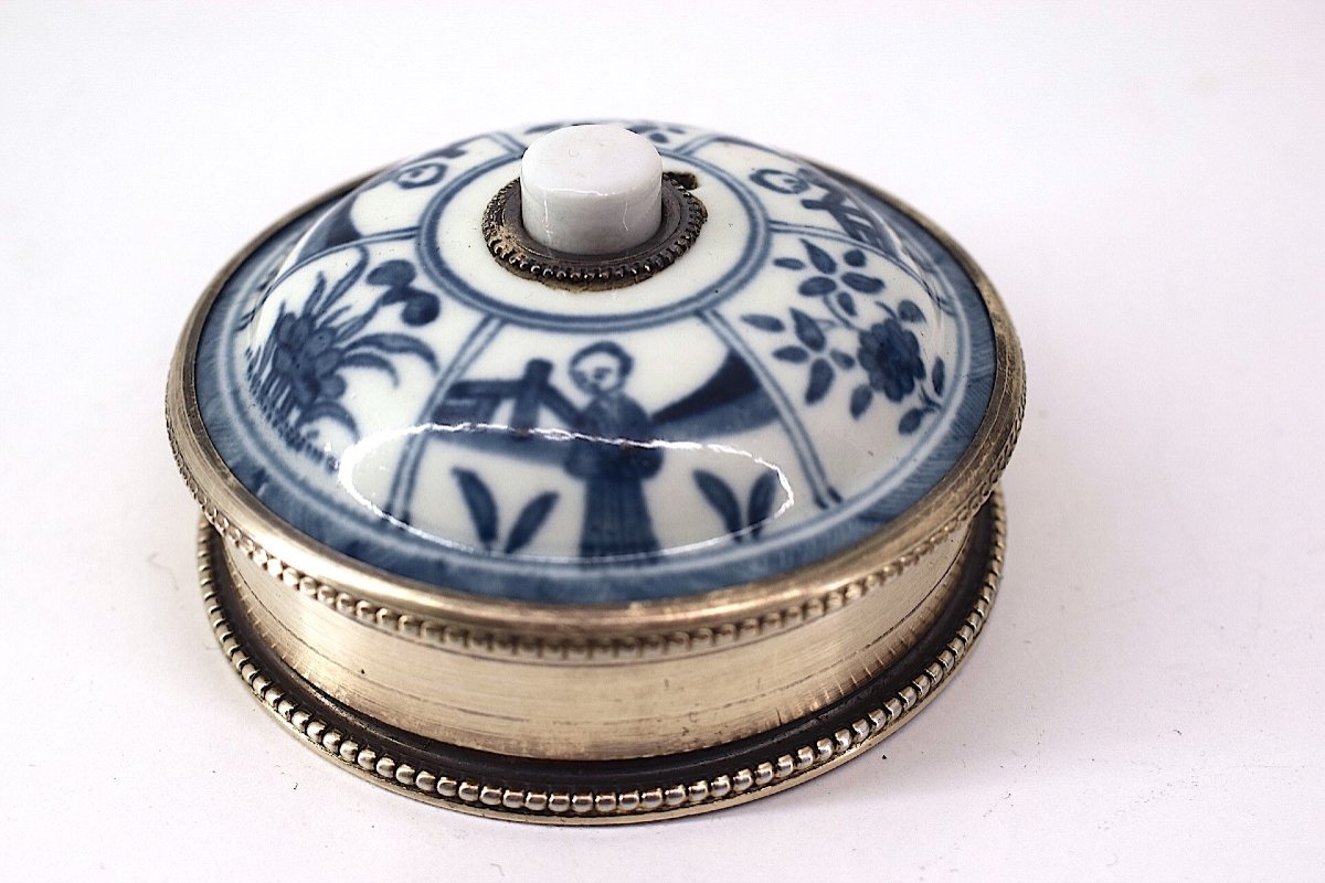 Goldsmith Georges Falkenberg Solid Silver And Chinese Porcelain Doorbell Button Ref1063-photo-2