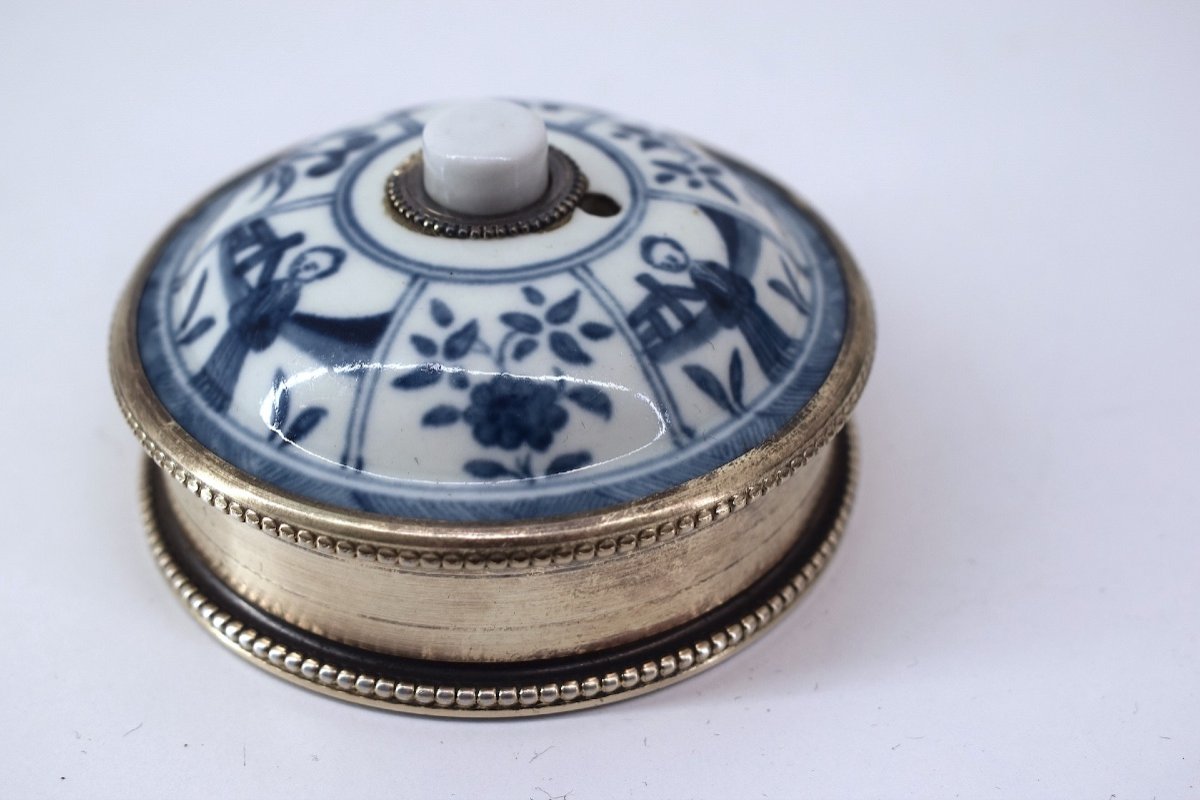 Goldsmith Georges Falkenberg Solid Silver And Chinese Porcelain Doorbell Button Ref1063-photo-3