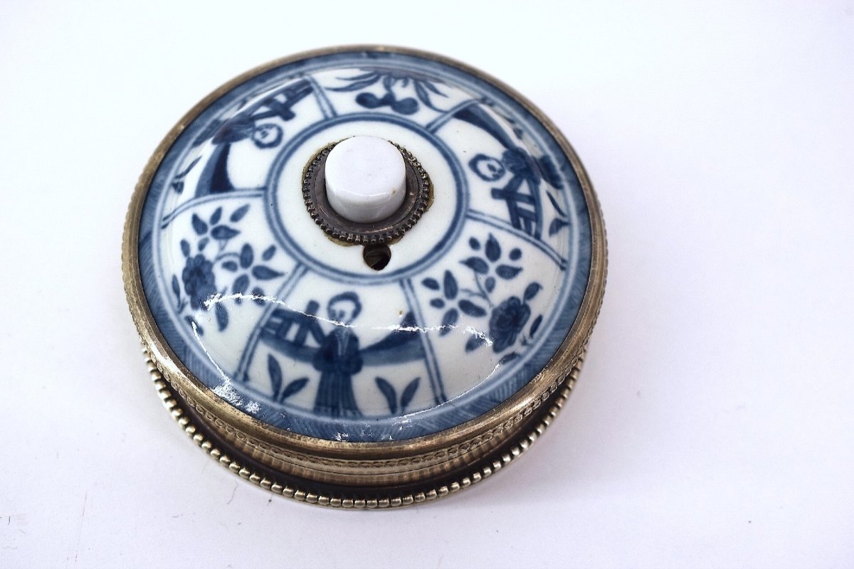 Goldsmith Georges Falkenberg Solid Silver And Chinese Porcelain Doorbell Button Ref1063-photo-6