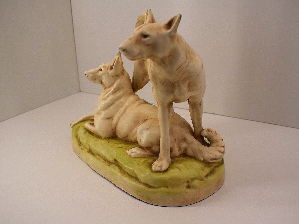 Animal Group Of Wolf Dogs Or Shepherd In Ceramic Ref1065 -photo-3