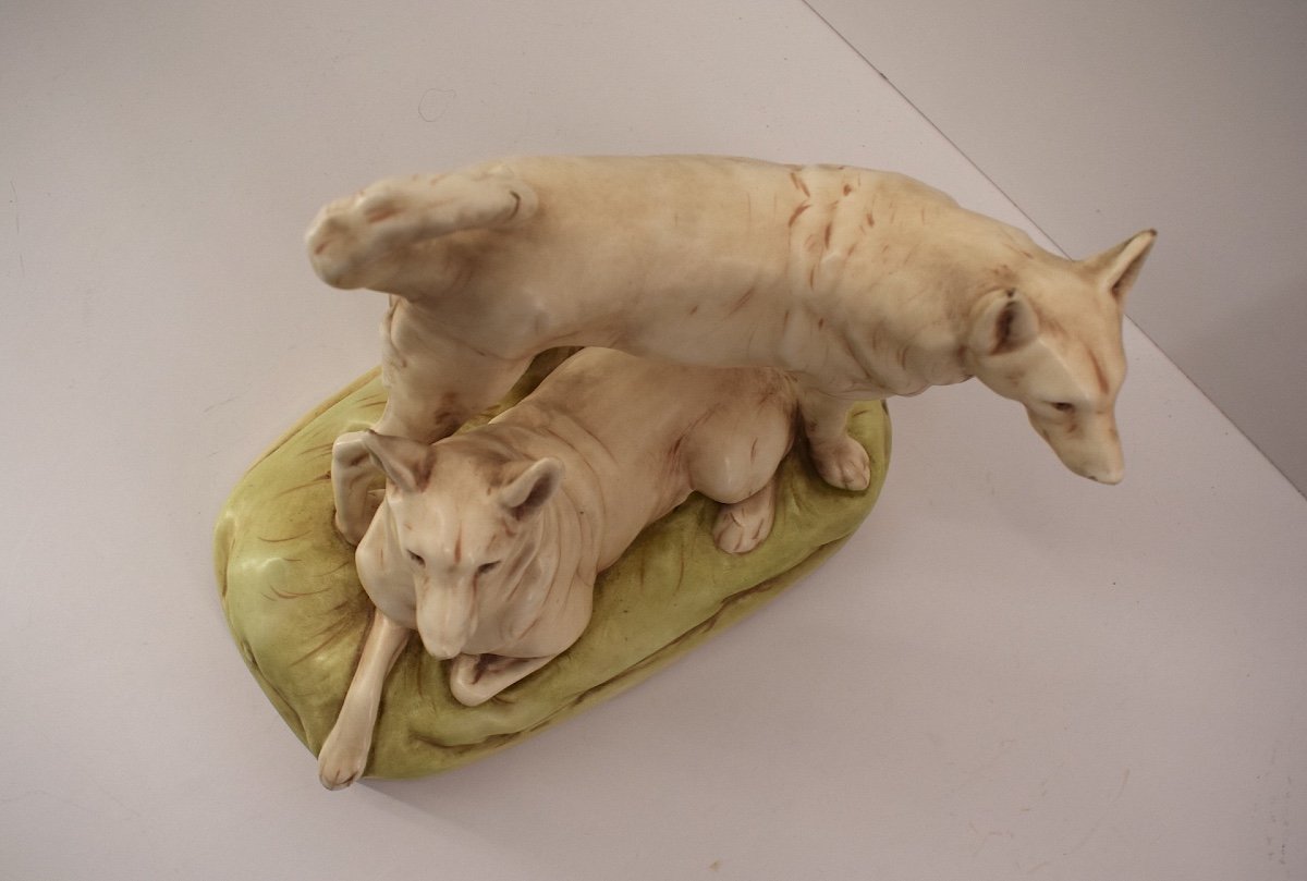 Animal Group Of Wolf Dogs Or Shepherd In Ceramic Ref1065 -photo-4