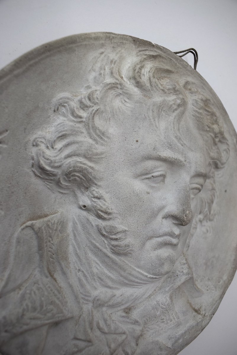 Plaster Medallion Profile Portrait Of Kleber After David d'Angers Ref1079 -photo-2