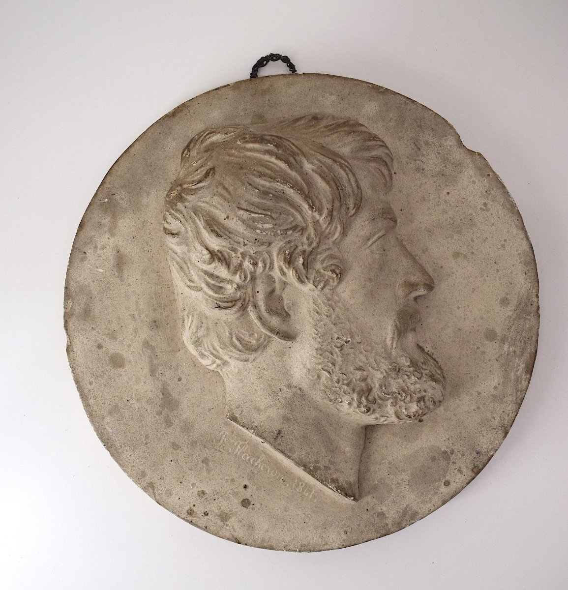 Plaster Medallion Portrait Of A Man In Profile 1841 After Frédéric Flacheron Ref1081 -photo-2