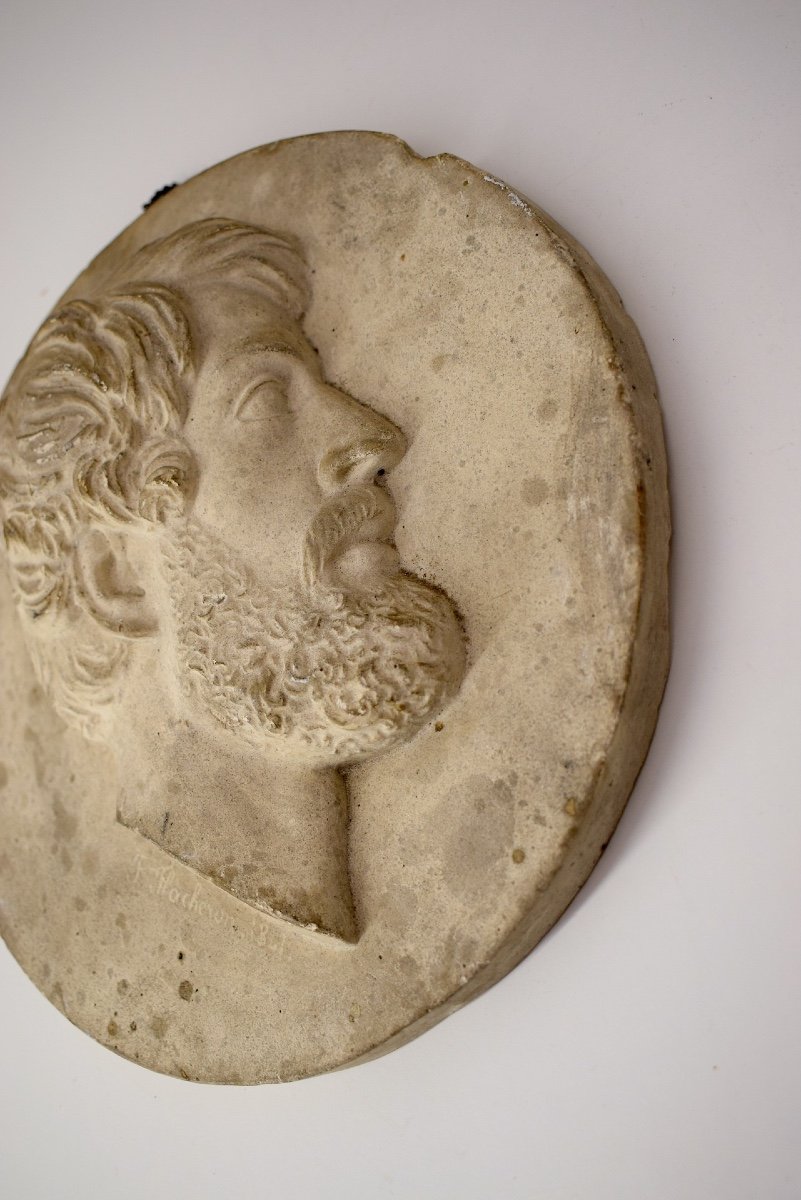 Plaster Medallion Portrait Of A Man In Profile 1841 After Frédéric Flacheron Ref1081 -photo-1