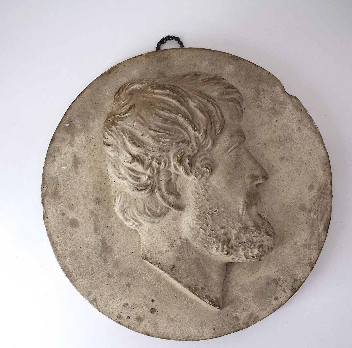 Plaster Medallion Portrait Of A Man In Profile 1841 After Frédéric Flacheron Ref1081 -photo-4