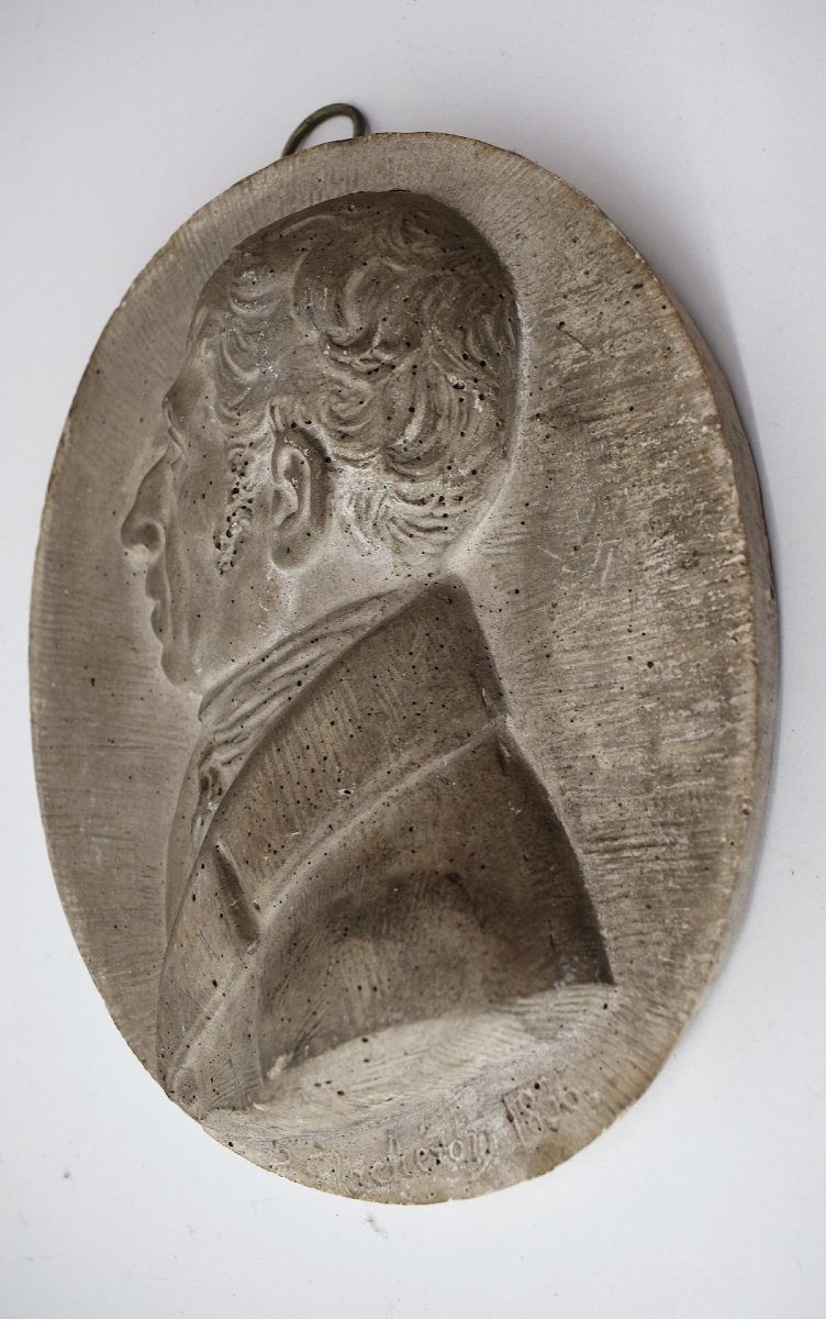 Frédéric Flacheron Plaster Medallion Portrait Profile Louis Cécile Flacheron Ref1082 -photo-4