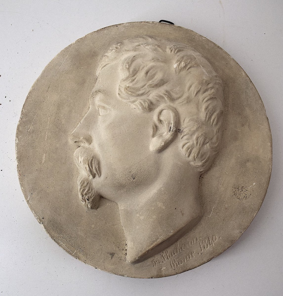 Fr&eacute;d&eacute;ric Flacheron M&eacute;daillon En  Pl&acirc;tre Portrait Profil  Homme  1840 Rome Ref1083 