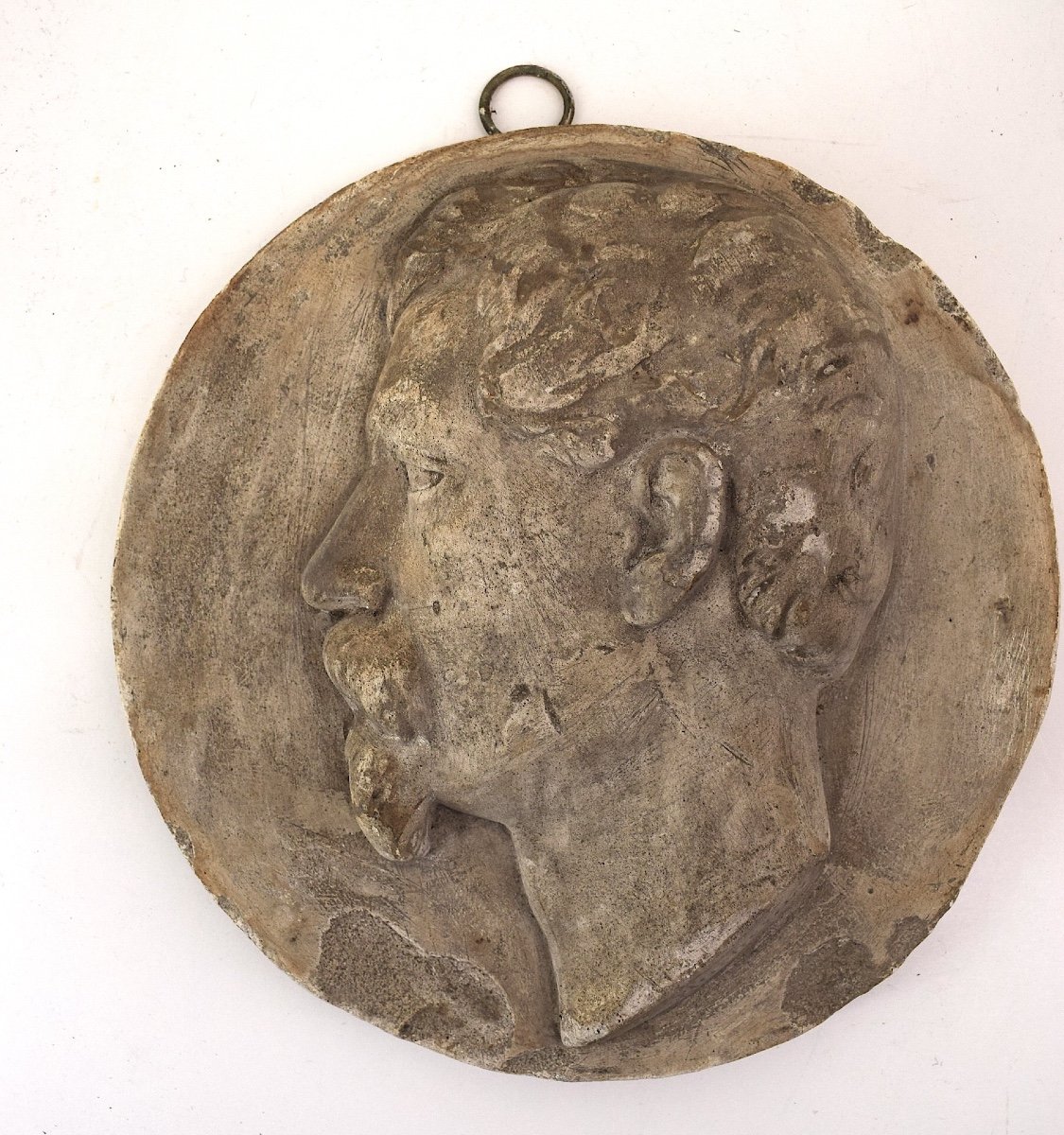 Frédéric Flacheron Plaster Medallion Portrait Profile Man 1840 Rome Ref1084-photo-6