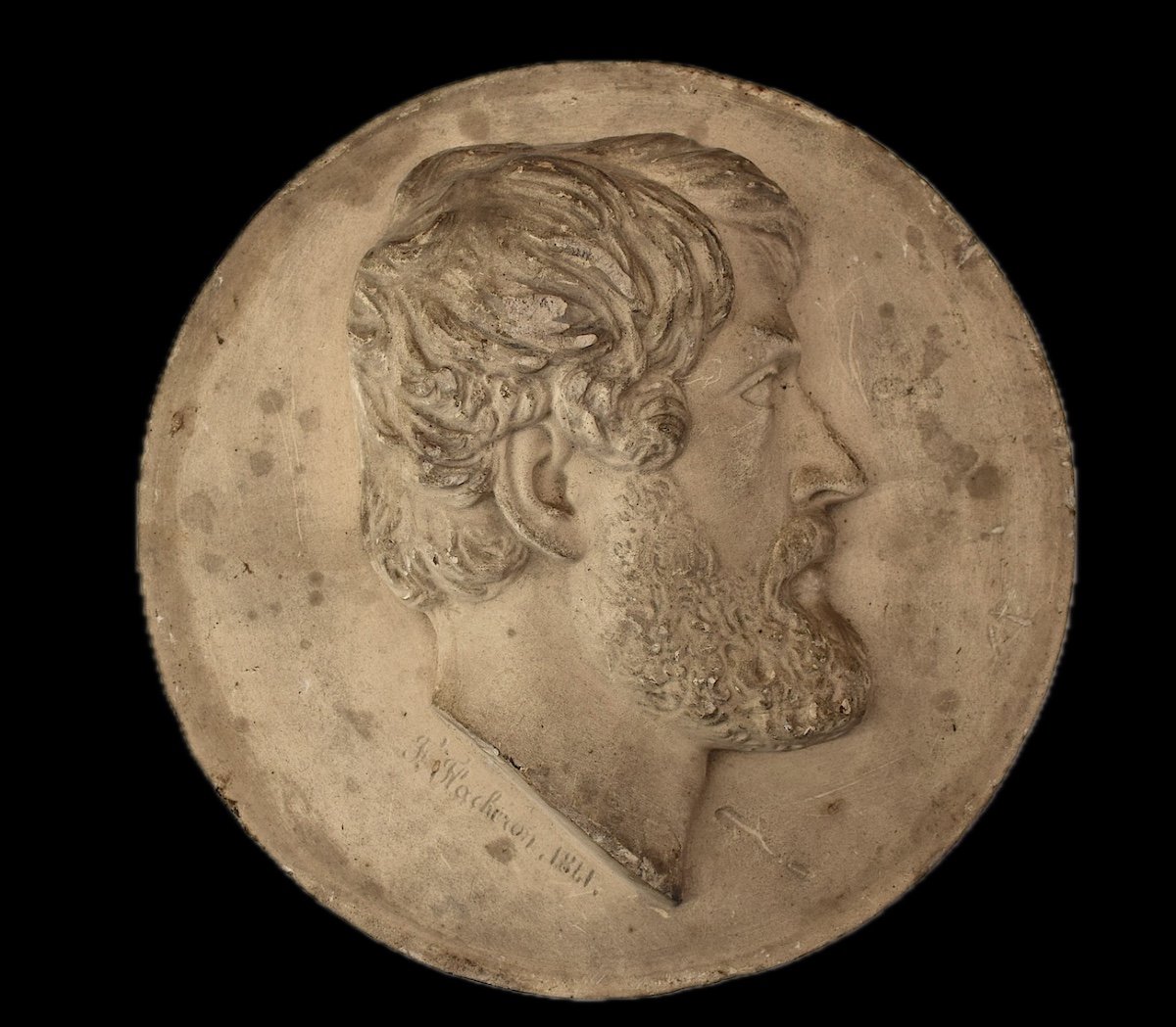 Plaster Medallion Portrait Of A Man In Profile 1841 After Frédéric Flacheron Ref1086 -photo-2