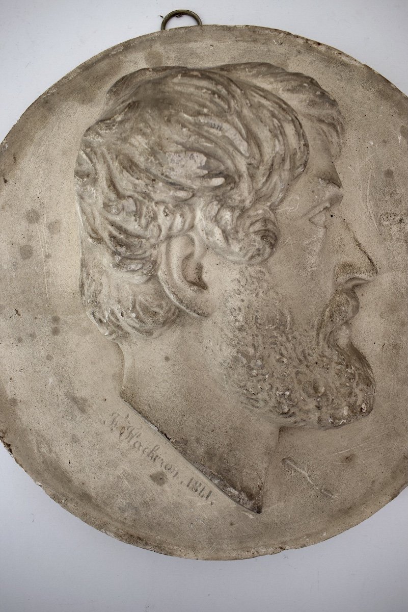 Plaster Medallion Portrait Of A Man In Profile 1841 After Frédéric Flacheron Ref1086 -photo-5