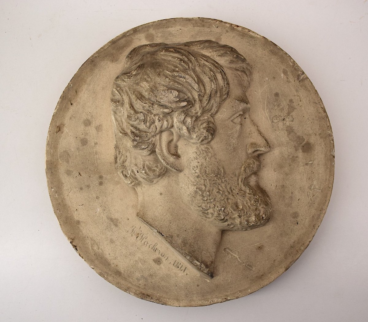 Plaster Medallion Portrait Of A Man In Profile 1841 After Frédéric Flacheron Ref1086 -photo-6