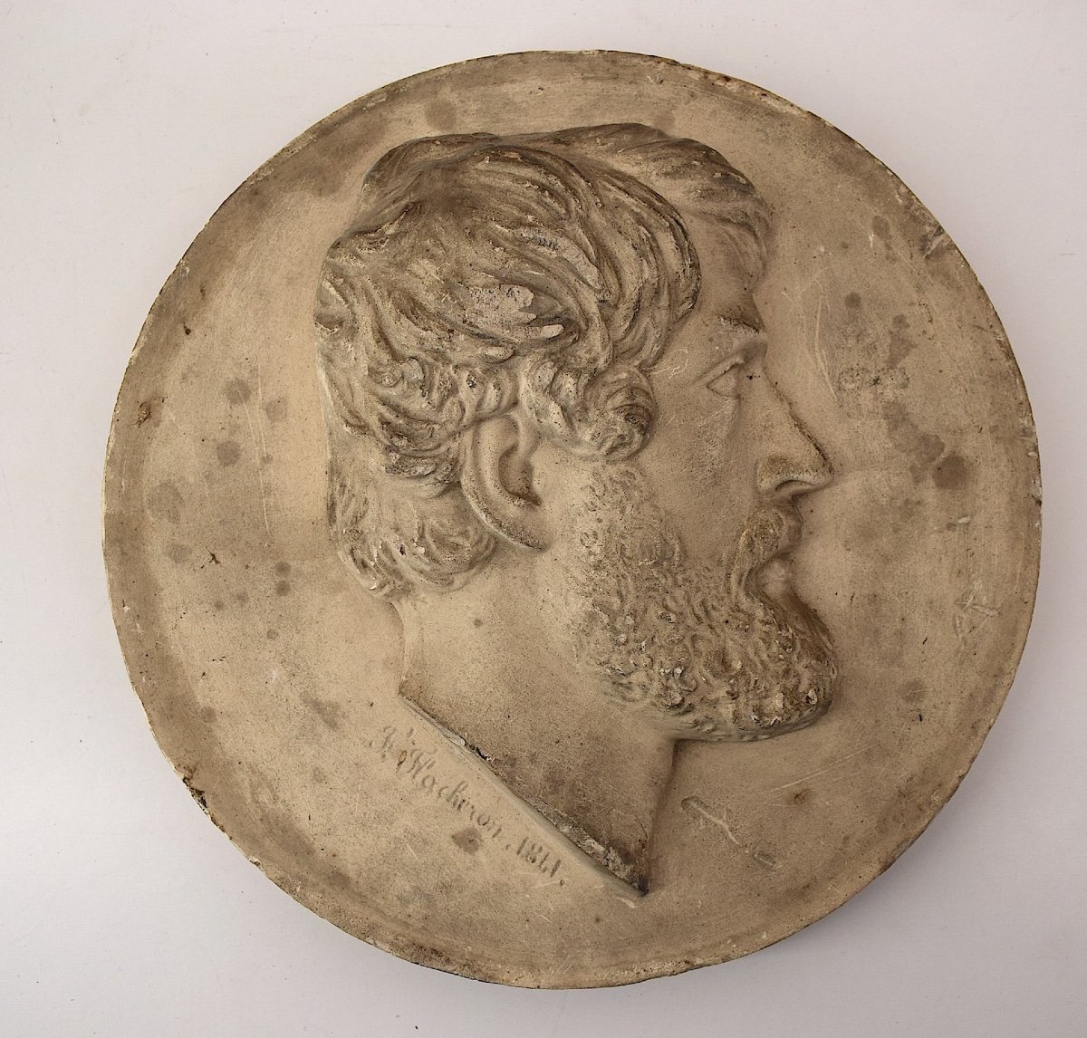 Plaster Medallion Portrait Of A Man In Profile 1841 After Frédéric Flacheron Ref1086 