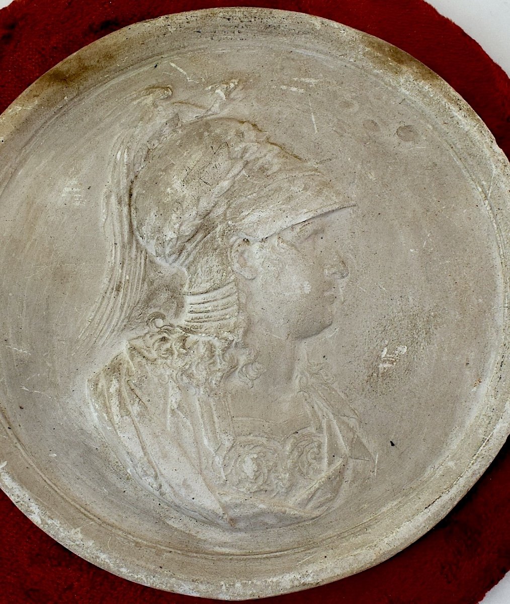 Plaster Medallion Portrait Profile Of Athena Or Minerva Mythology XIXth Ref1091 -photo-3