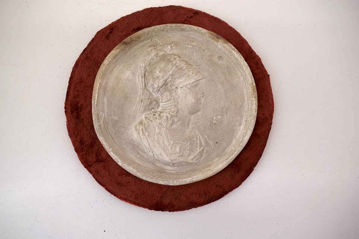 Plaster Medallion Portrait Profile Of Athena Or Minerva Mythology XIXth Ref1091 -photo-4