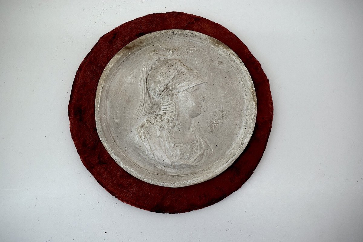 Plaster Medallion Portrait Profile Of Athena Or Minerva Mythology XIXth Ref1091 -photo-5