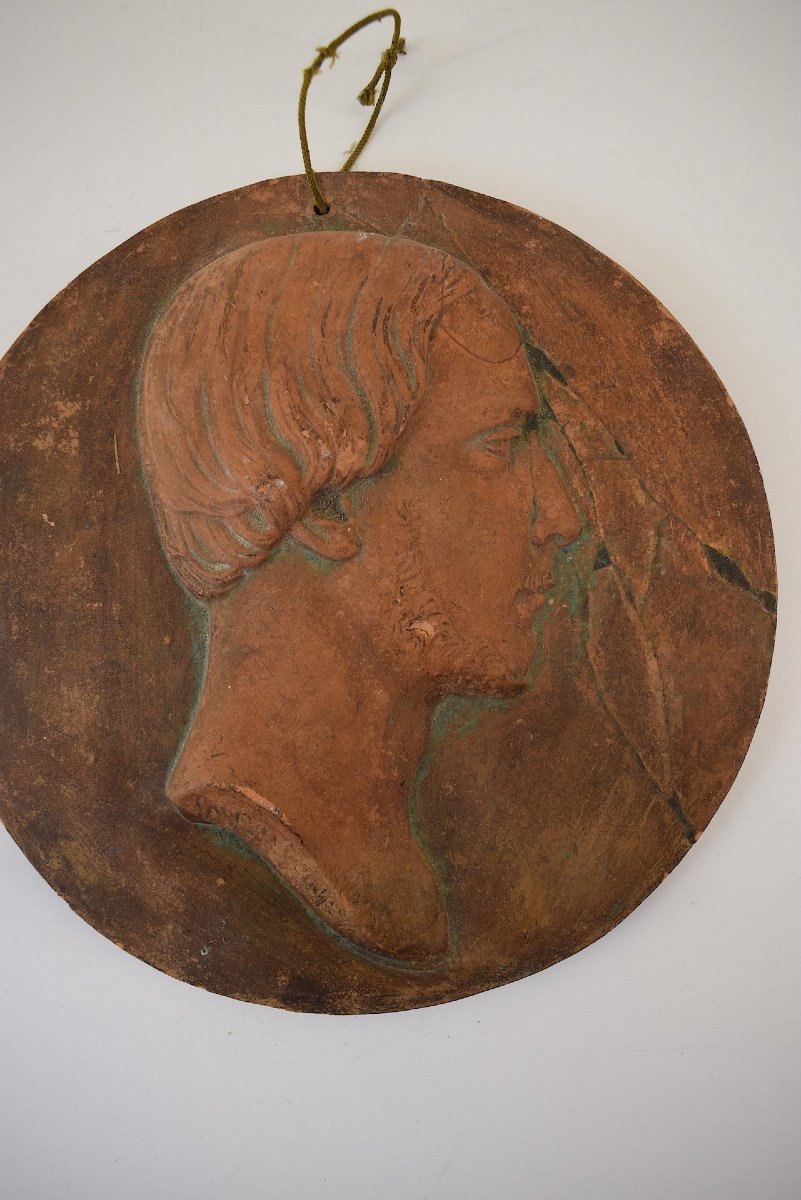 Terracotta Medallion Portrait Profile Of A Man To Identify Ref1094 -photo-3