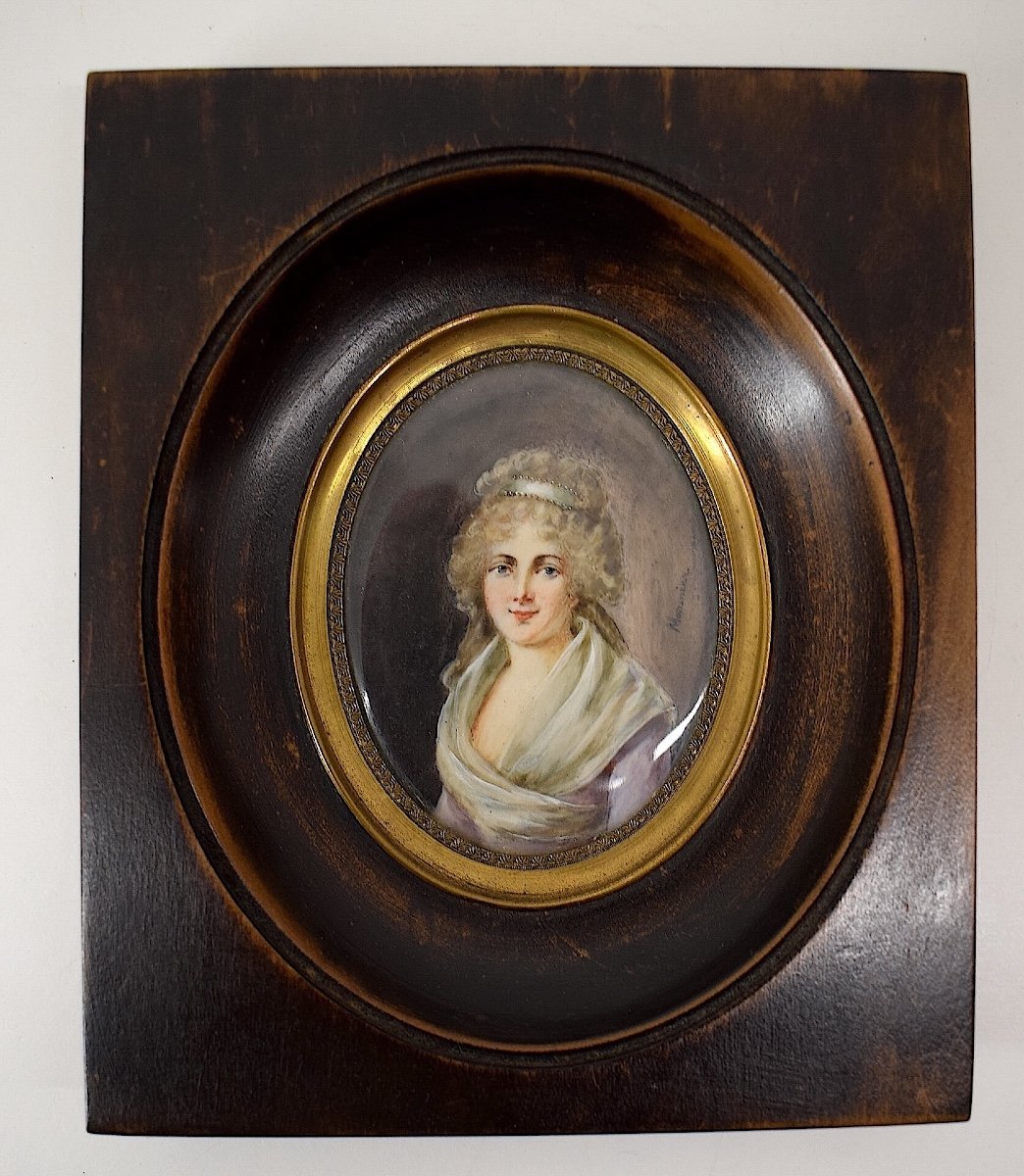 Miniature Portrait De Femme Signée à Identifier XIX ème Siècle Ref1102