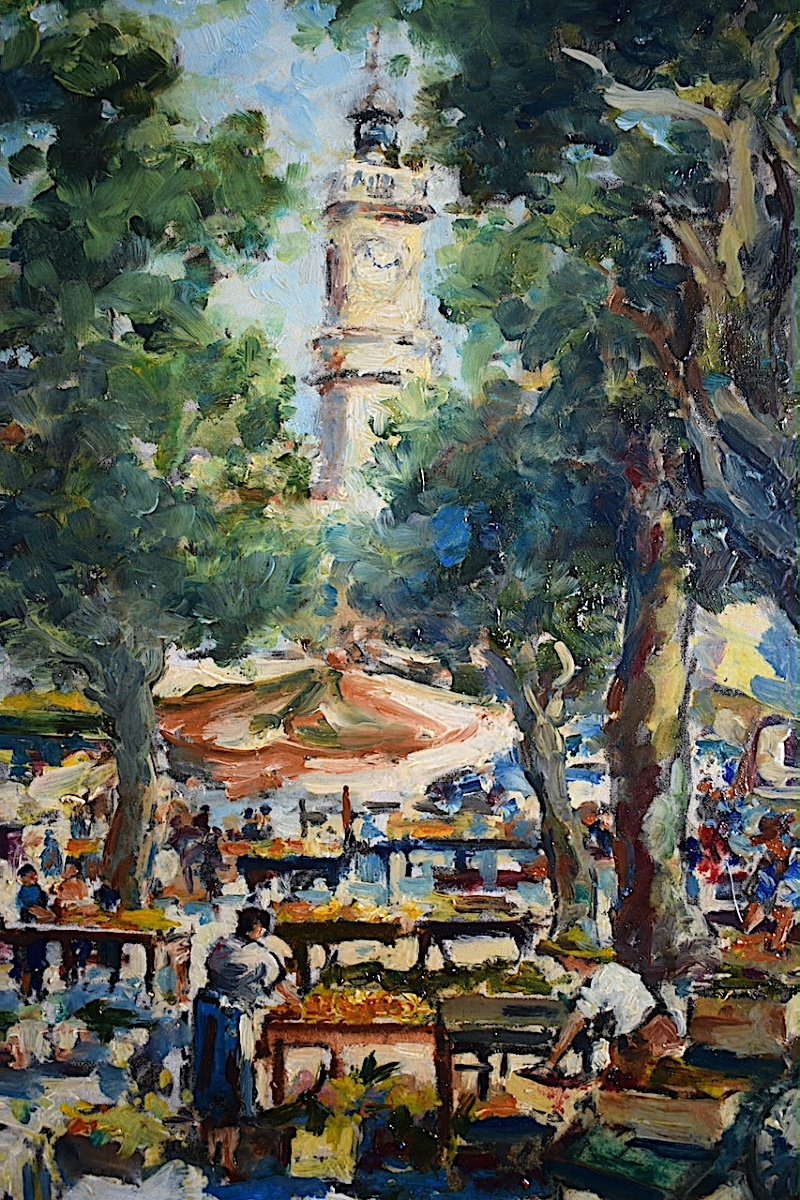 Old Nice Market Tour - Clock Provence Côte d'Azur Signed To Identify Impressionist XX -photo-2