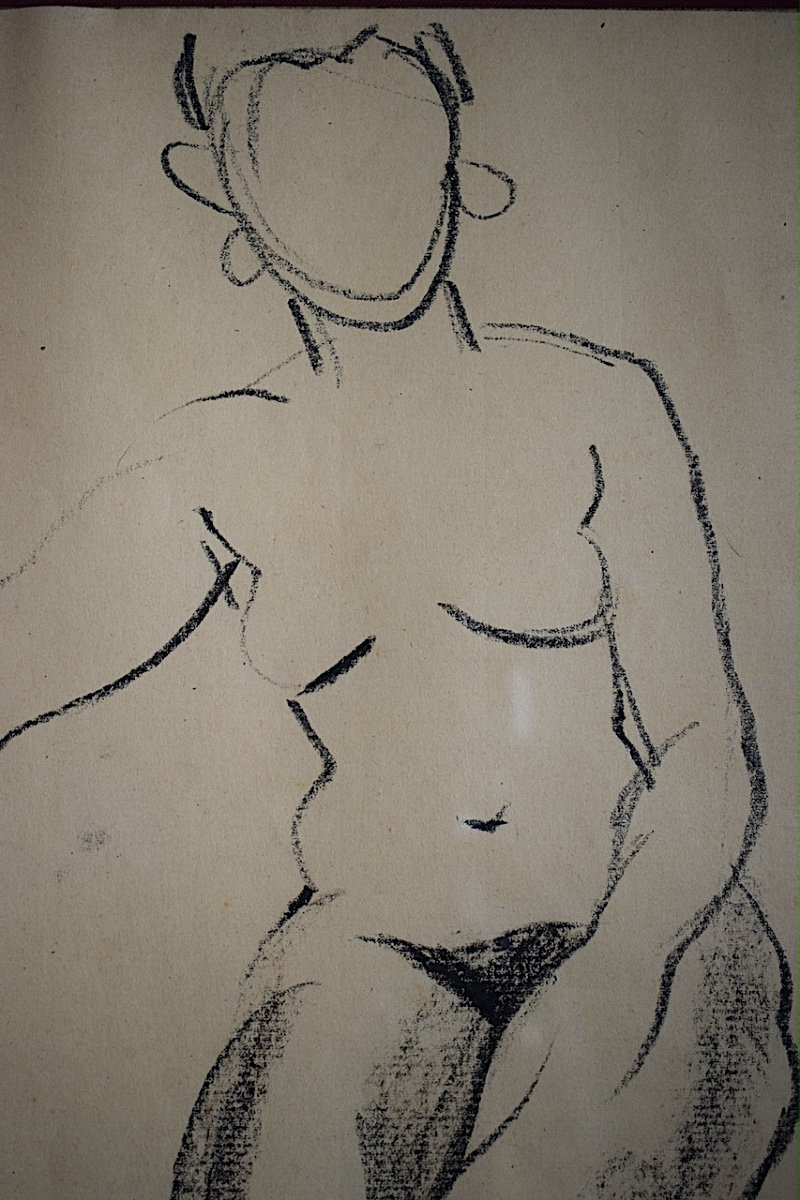 Dessin Cachet d&#039;Atelier ANDR&Eacute; DERAIN Nu F&eacute;minin Assis XX&egrave;me RT1165 -photo-1