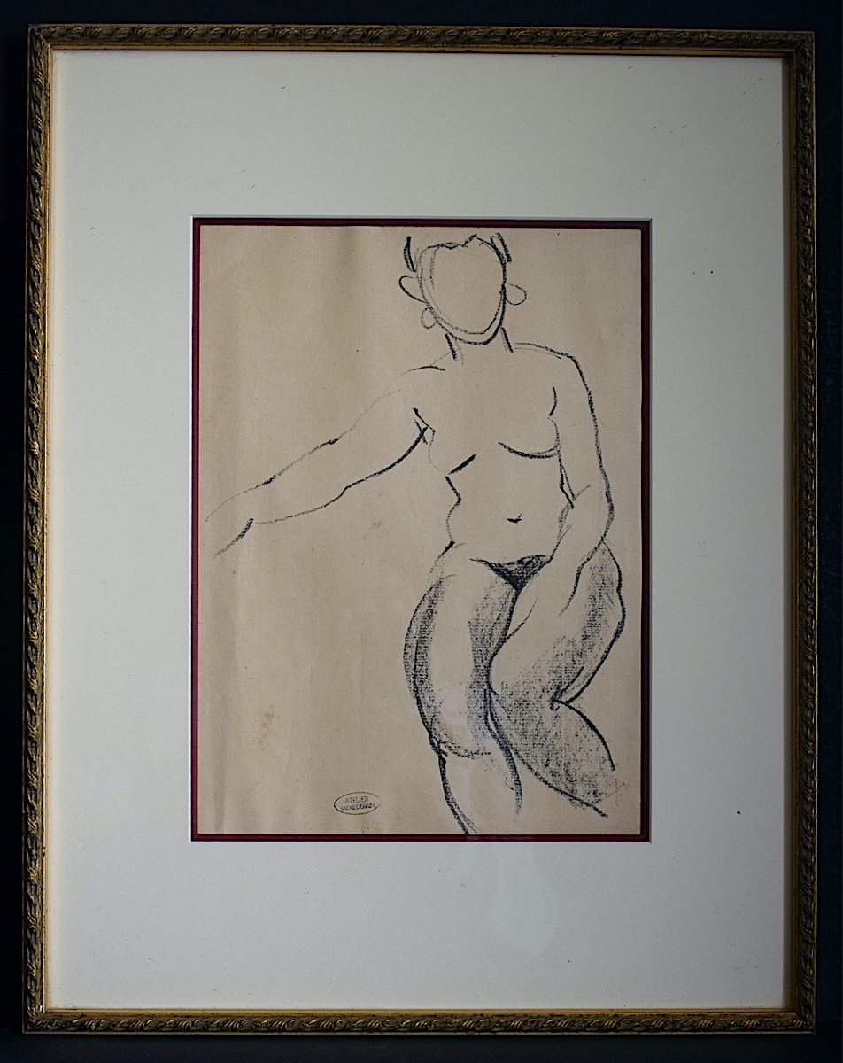 Dessin Cachet d&#039;Atelier ANDR&Eacute; DERAIN Nu F&eacute;minin Assis XX&egrave;me RT1165 -photo-3