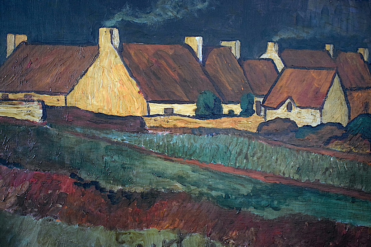 Alluaud Signed Landscape Brittany Normandy Vendée Thatched Cottages 20th Century Rt1234-photo-3