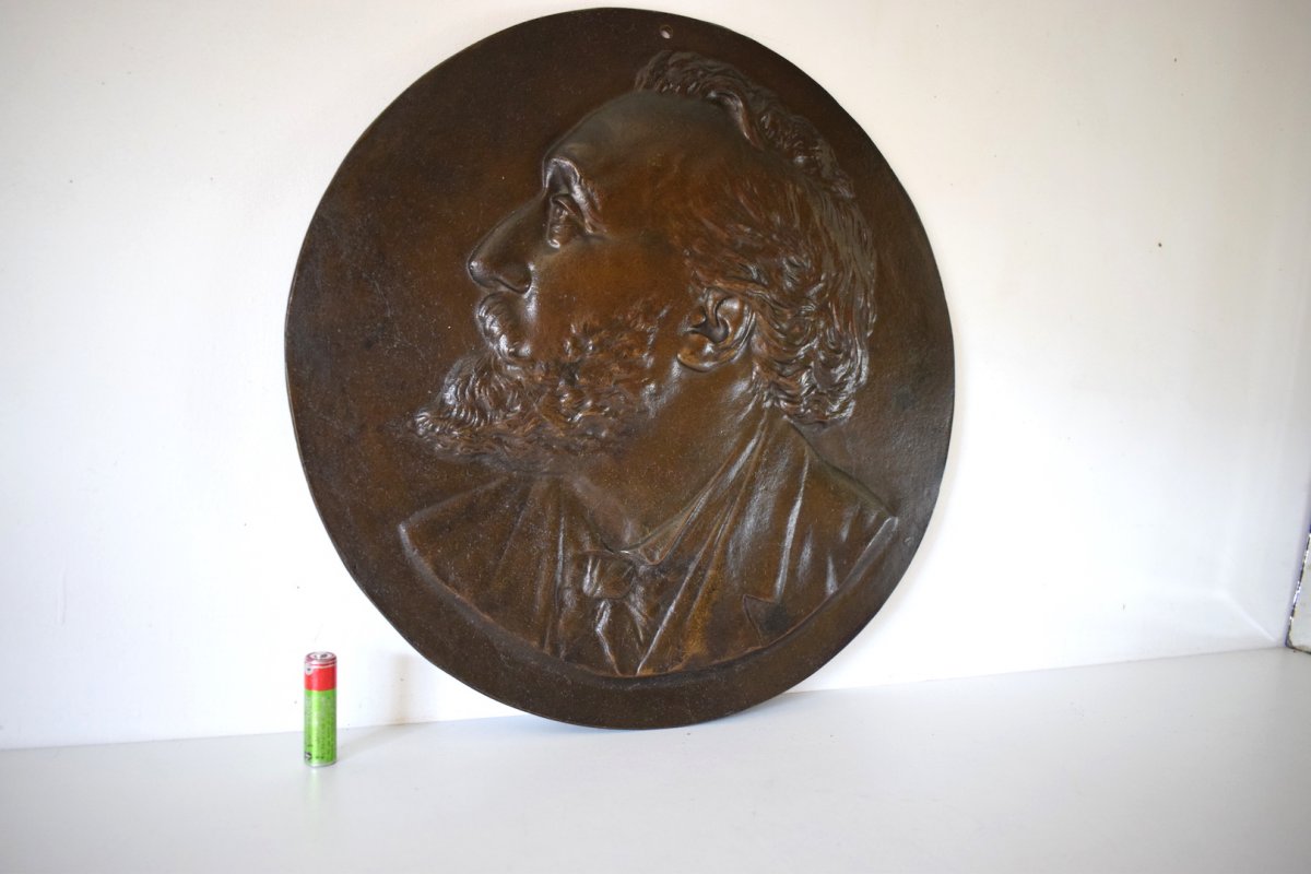 Low Relief Plate In Bronze Medallion Portrait Léon Gambetta XIX 19th Ref111-photo-4