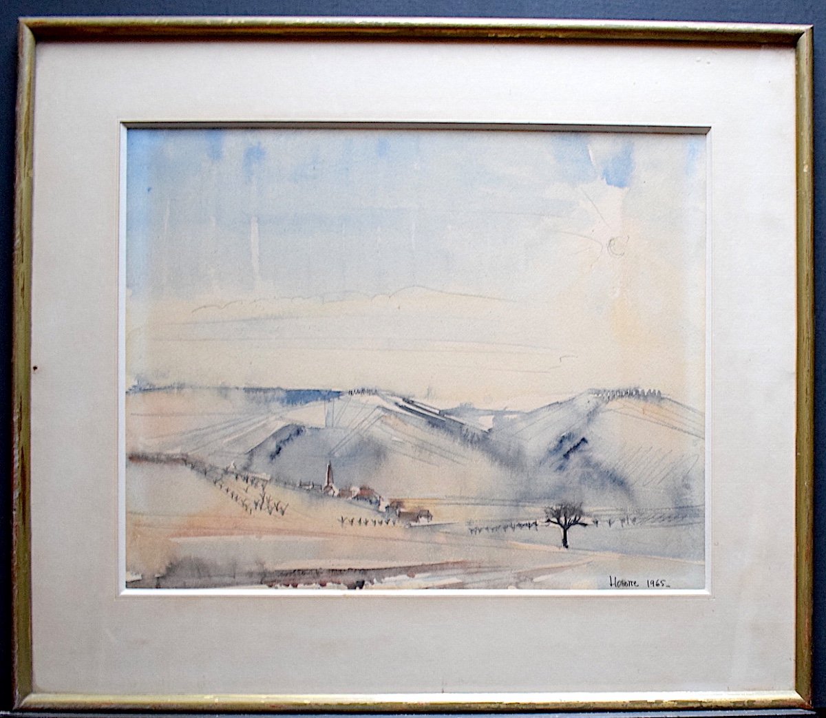 Hosotte Signed Morvan Vézelay Massive Snow Landscape Watercolor XX Rt207-photo-6