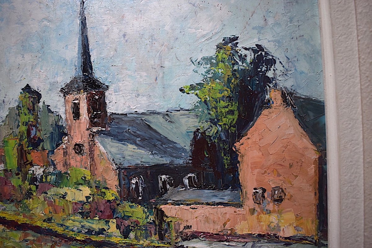 Signed Flesch Village Thorembais-les-béguines Belgium Belgian Post-impressionist XX Rt298-photo-3