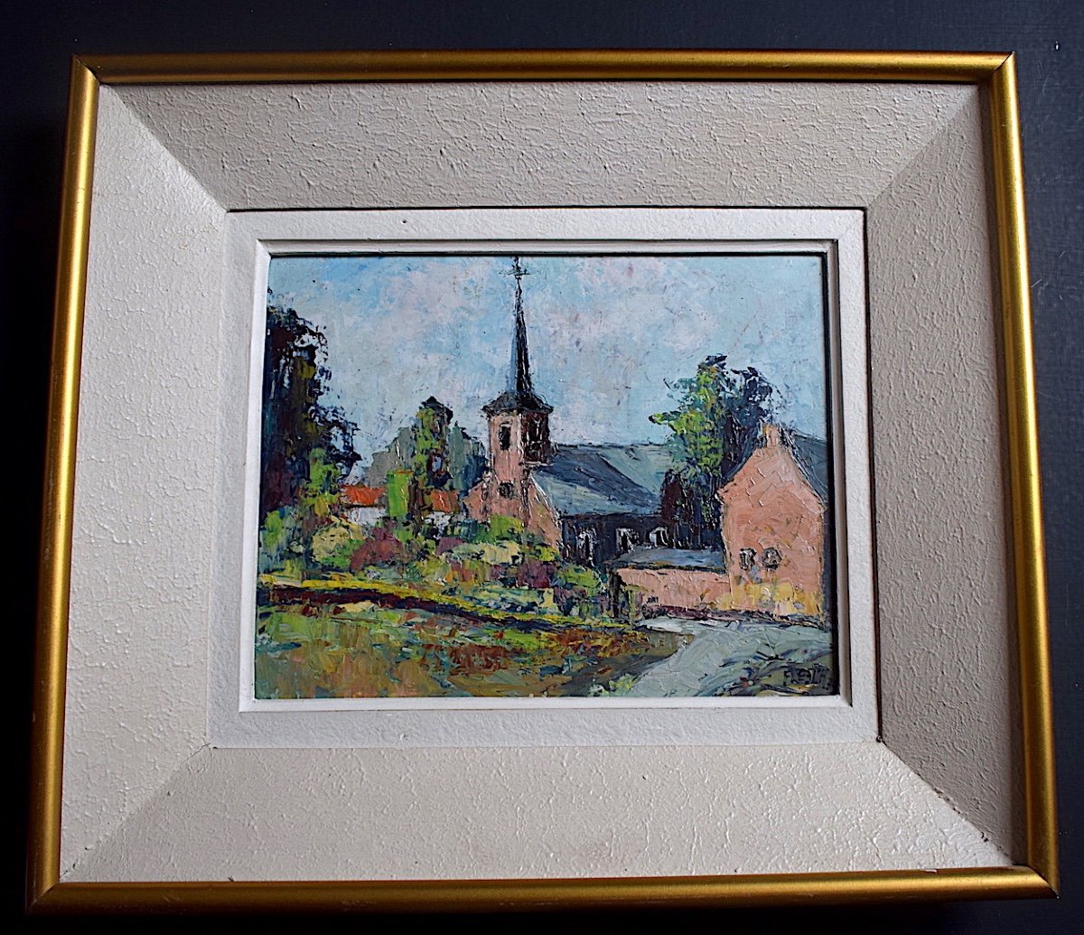 Signed Flesch Village Thorembais-les-béguines Belgium Belgian Post-impressionist XX Rt298-photo-3