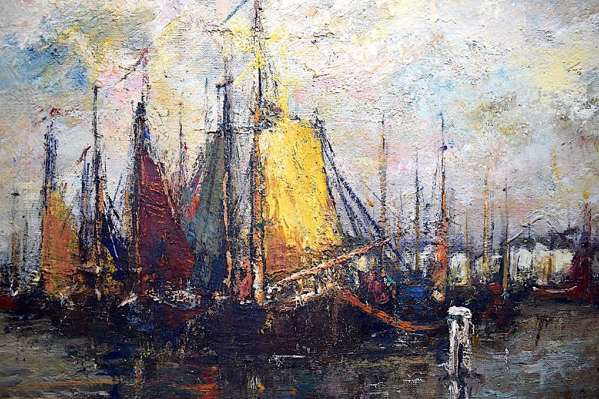 Maurice De Meyer Belgian Post-impressionist Marine Boats XX Rt302-photo-4