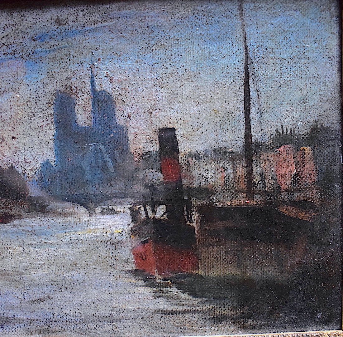 Ten Cate Signé Notre Dame de Paris Paysage marin Impressionniste Pont Seine Bateaux 1902 XX RT325-photo-3