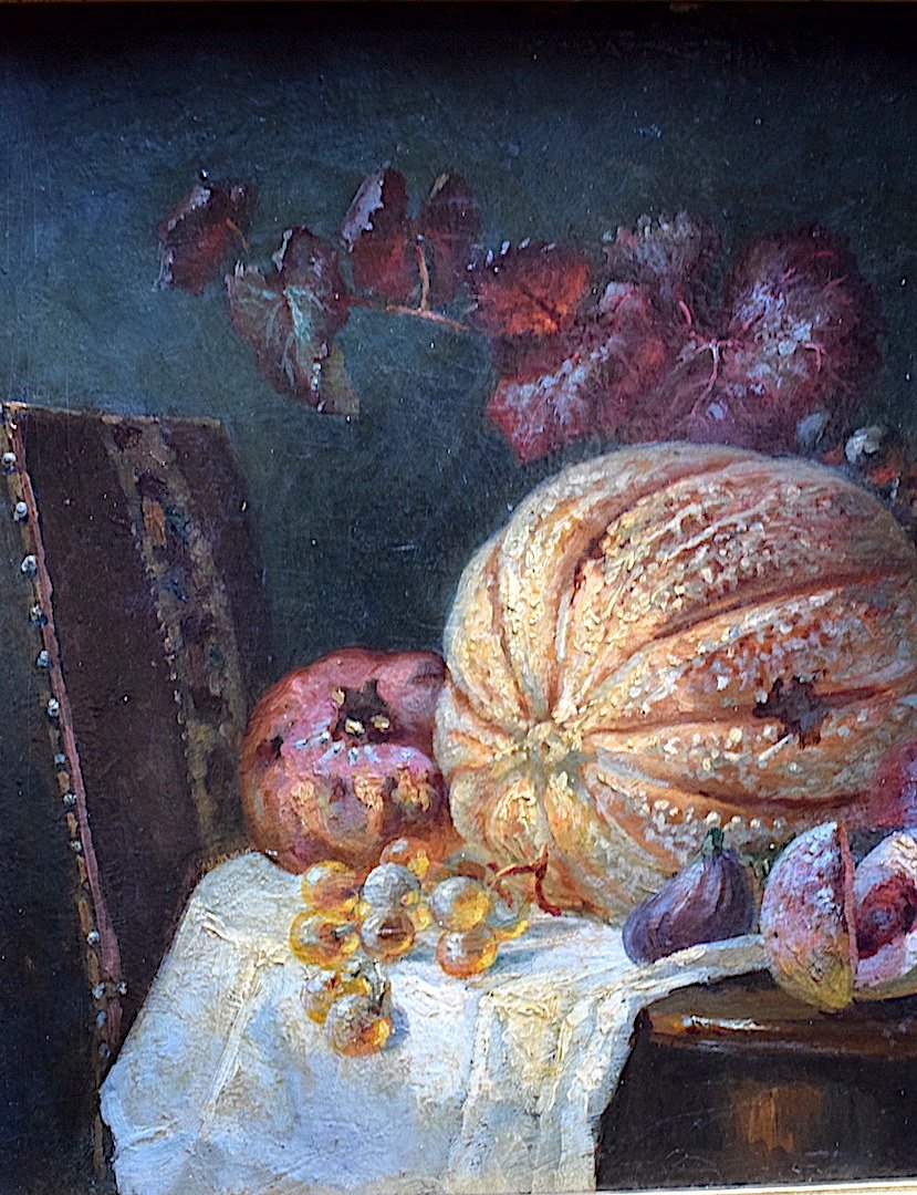 Still Life With Fruits Vanity Late XIXth XVIIth Style Rt356-photo-1