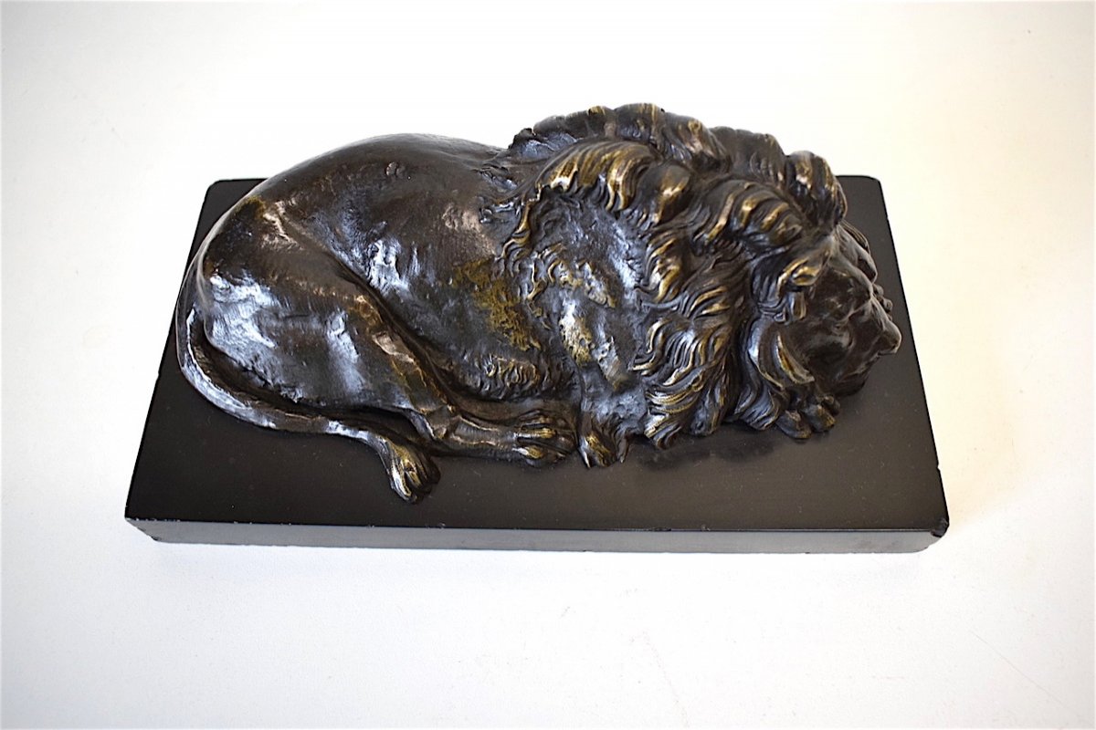 Bronze Animal Former Lion Lying Sleeping XIX XX Ref189-photo-2