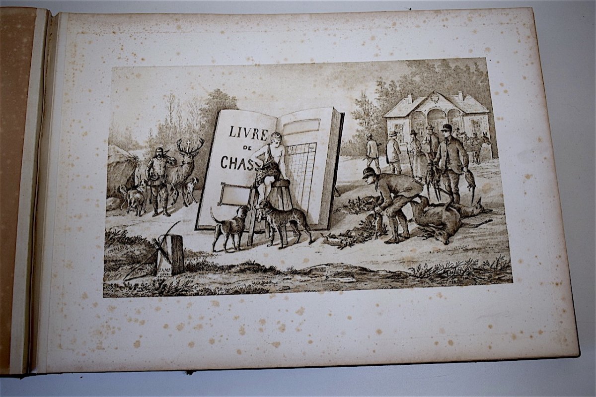 Curiosité grand Livre Calendrier   Tableaux Chasse Ed Boucher Gravures J.a.m.s 25 Planches XIX REF199