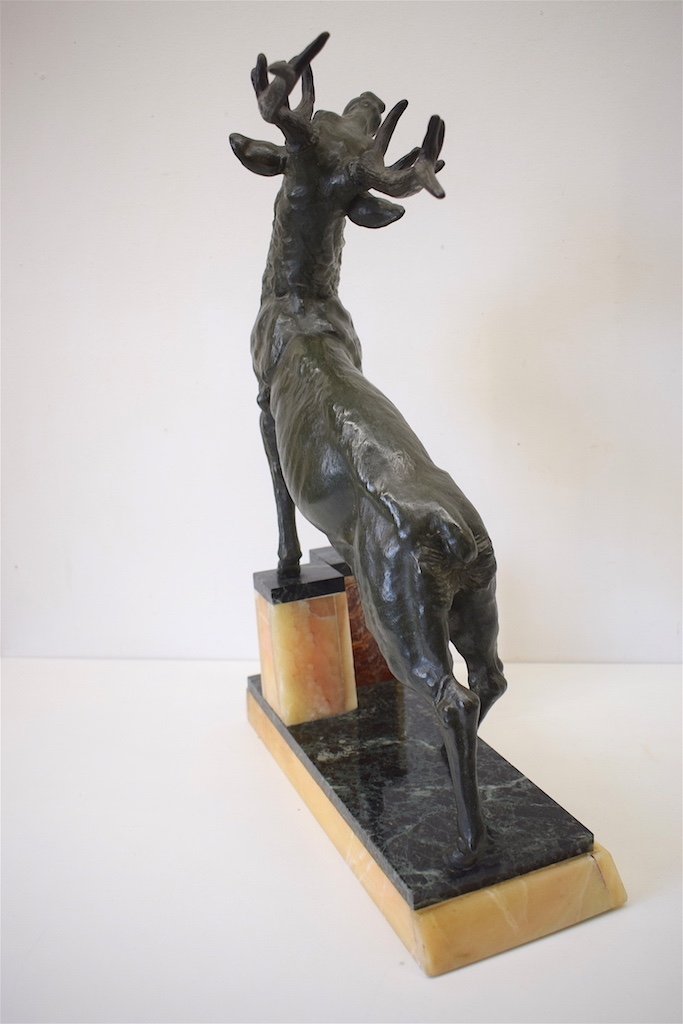 Deer Art Cast Metal Painted Animal Hunting Period Art Deco XX REF265-photo-4