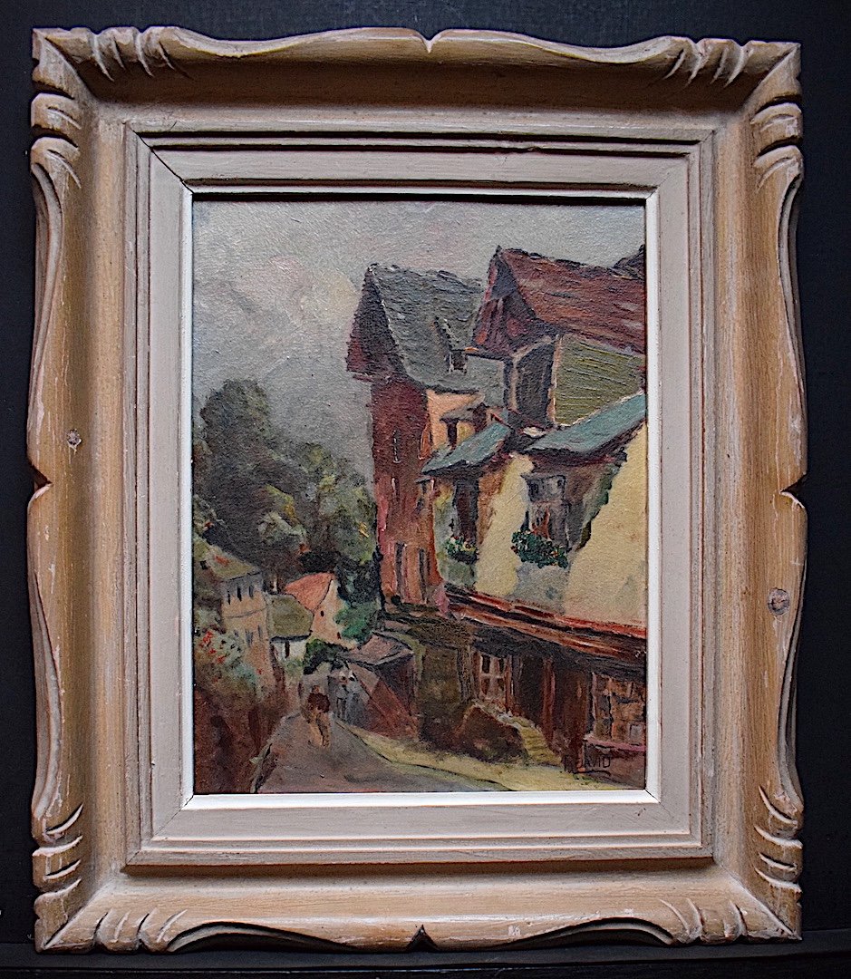 R David Old Street Of Jerzual Brittany Post Impressionist Signed  XX Rt467